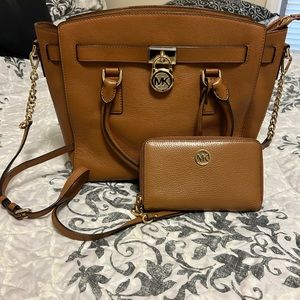 Michael Kors Camel Leather Purse w/ Wallet